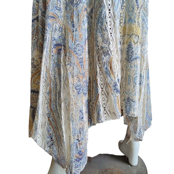 REBA Boho Embellished Rhinestone Deco Pattern Lace Knit Semi Sheer Maxi Dress M - Picture 7 of 13